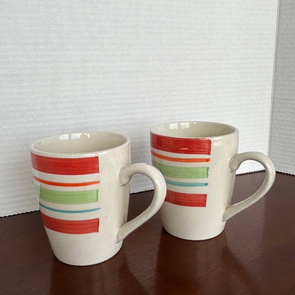 Royal Norfolk Coffee Mug Retro Striped Design Multi-colour Set of 2